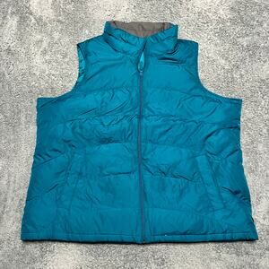 Lands End Down Puffer Vest Jacket Womens XXL 24-26 Blue Quilted Coat **